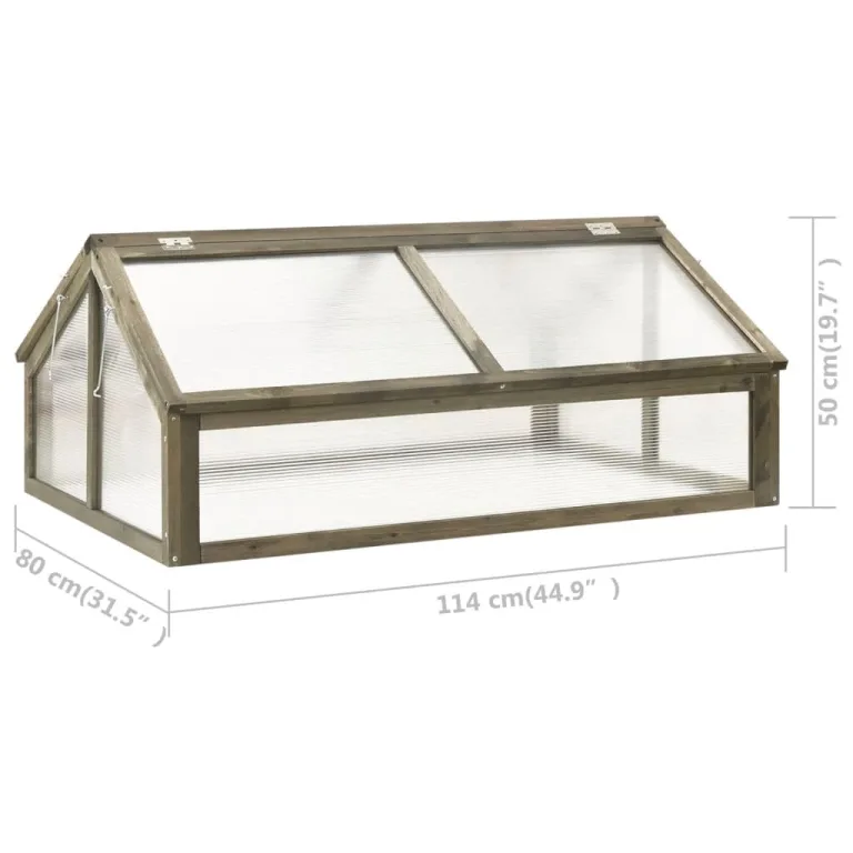 vidaXL Tannenholz Gewächshaus Aufzucht Frühbeet Frühbeetkasten Treibhaus Pflanzenhaus Gartenhaus Pflanzbeet Tomatenhaus Grau 114x80x50cm – Bild 7