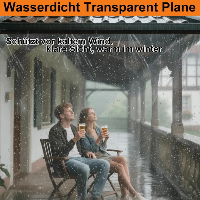 BeGrit 3M x 4M wasserdichte Transparente Plane mit Ösen Wetterfeste Plane Transparente Strapazierfähige Vordächer und Planen enthalten Spanngummi für Gartenmöbel Pflanzen Gewächshaus Pet Hutch Dach – Bild 3