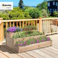 Outsunny Hochbeet 3-stufige Gartenbeet Pflanzenbeet Kräuterbeet Blumentreppe für Balkon Garten Natur Tannenholz 120 x 120 x 56 cm - Thumbnail 2