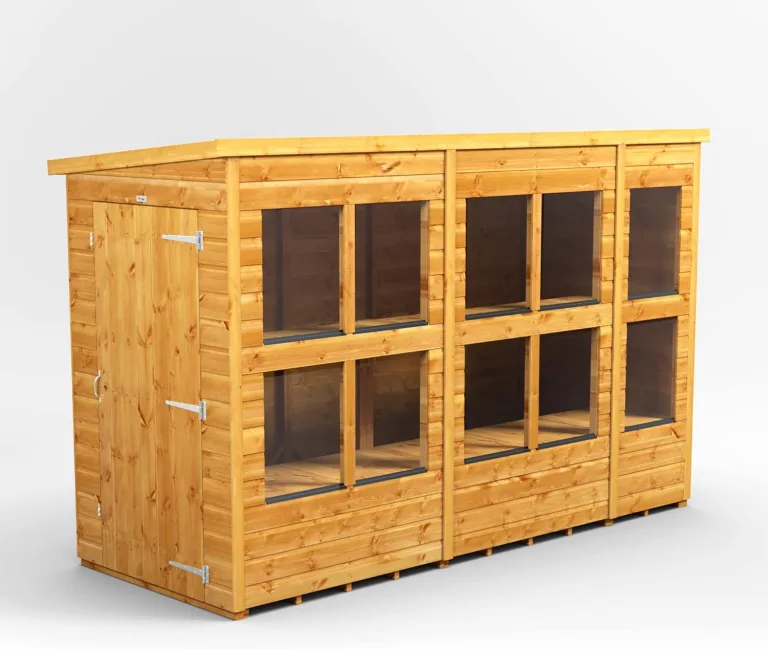 Powersheds Pultdach Holz-Gewächshaus mit Sicherheitsfunktionen, PVC-Fensterbänke, Tür & Fenster anpassbar, aus 12 mm extra dickem Qualitätsholz & gehärtetem Glas – Bild 5