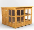 Powersheds Pultdach Holz-Gewächshaus mit Sicherheitsfunktionen, PVC-Fensterbänke, Tür & Fenster anpassbar, aus 12 mm extra dickem Qualitätsholz & gehärtetem Glas - Thumbnail 1