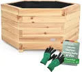 holz4home® Outdoor Pflanzkübel XL I 6-Eckig aus Tannenholz I inkl. Gartenhandschuhe & Vlies I Blumentopf Terrasse aus Holz I Pflanzkasten Pflanztopf Blumenkübel Balkon - Thumbnail 1