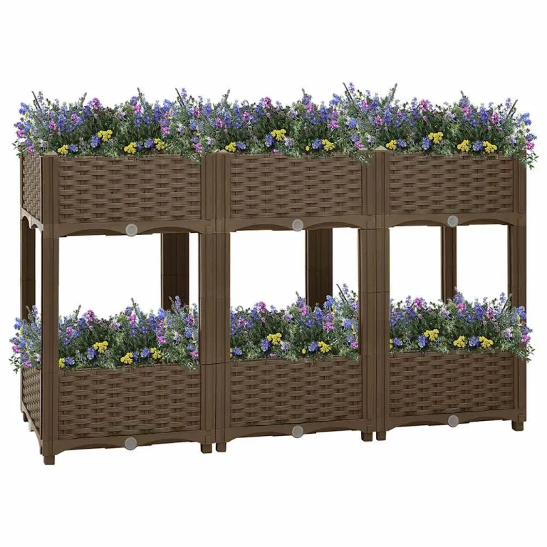 vidaXL Hochbeet Pflanzkasten Pflanzbeet Gemüsebeet Blumenbeet Blumenkasten Frühbeet Gartenbeet Blumenkübel Pflanzkübel 120x40x71cm Polypropylen – Bild 2