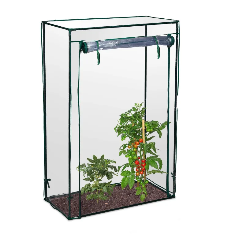 Relaxdays 3 x Tomatengewächshaus, Garten, Balkon, Foliengewächshaus Tomaten, HBT 150x100x50cm, Stahl, PVC-Folie, transparent – Bild 1