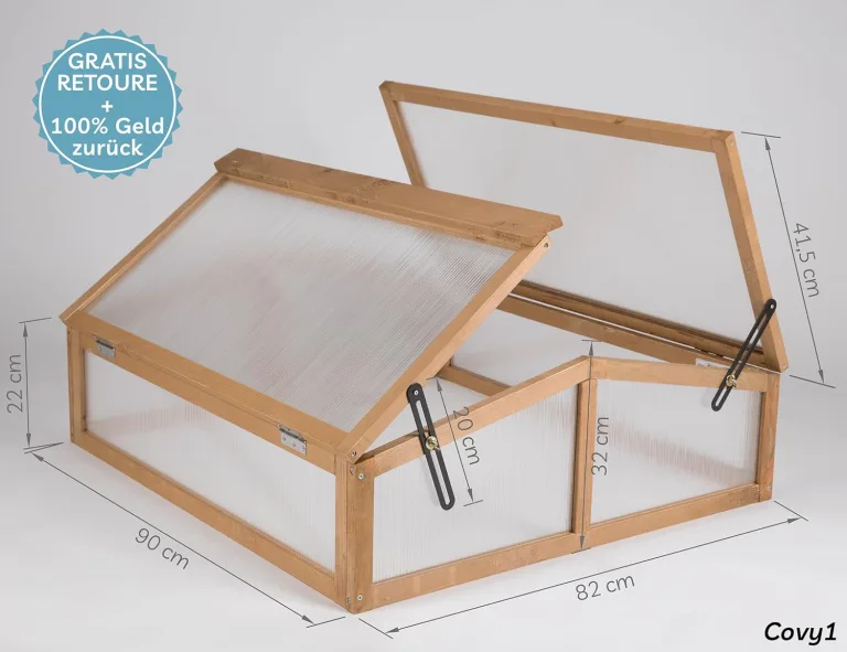needs&wants® Frühbeet Aufsatz klein aus Holz Bausatz, Frühbeetkasten mit Abdeckung Gewächshaus mit Deckel wetterfest für Garten Balkon Outdoor, Polycarbonat, dunkel-braun – Bild 5