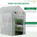 Outsunny Foliengewächshaus begehbares Gewächshaus mit 4 Regalebenen Tomatengewächshaus Treibhaus Frühbeet mit Tür Grün Stahl PE 120 x 186 x 190 cm - Thumbnail 4
