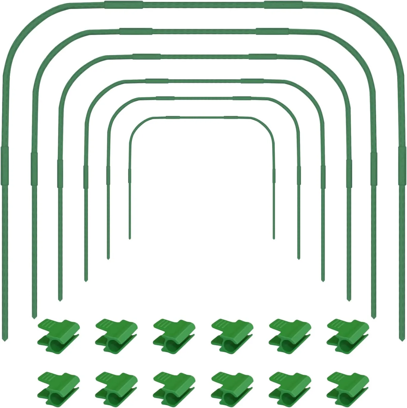 6 x Pflanztunnel, 86 x 110 cm Gartenreifen für Reihenabdeckung, Rostfreier Stahl Tunnelbögen mit Kunststoffbeschichtung, Gewächshaus-Reifen für Pflanzenabdeckung, Durchmesser 11 mm - Bild 1