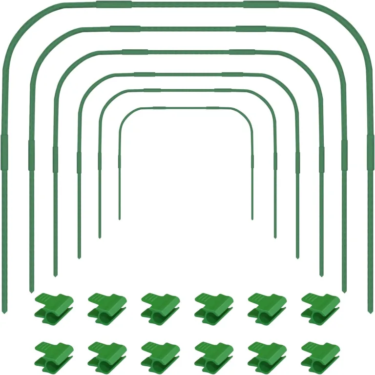 6 x Pflanztunnel, 86 x 110 cm Gartenreifen für Reihenabdeckung, Rostfreier Stahl Tunnelbögen mit Kunststoffbeschichtung, Gewächshaus-Reifen für Pflanzenabdeckung, Durchmesser 11 mm – Bild 1