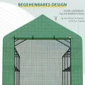 Outsunny Foliengewächshaus begehbares Gewächshaus mit 8 Regalebenen Tomatengewächshaus Treibhaus Frühbeet mit Tür Grün Stahl PE-Kunststoff 244 x 180 x 210 cm - Thumbnail 4