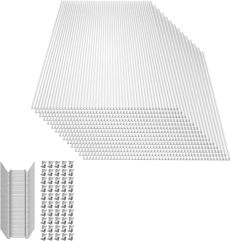 YUENFONG 14x Polycarbonat Hohlkammerstegplatten 4mm witterungsbeständig & lichtdurchlässig, Stegplatten Stoßsicheren und UV-beständigen für Gewächshaus Gartenbau Carports- 60,5 x 121 cm – Bild 1