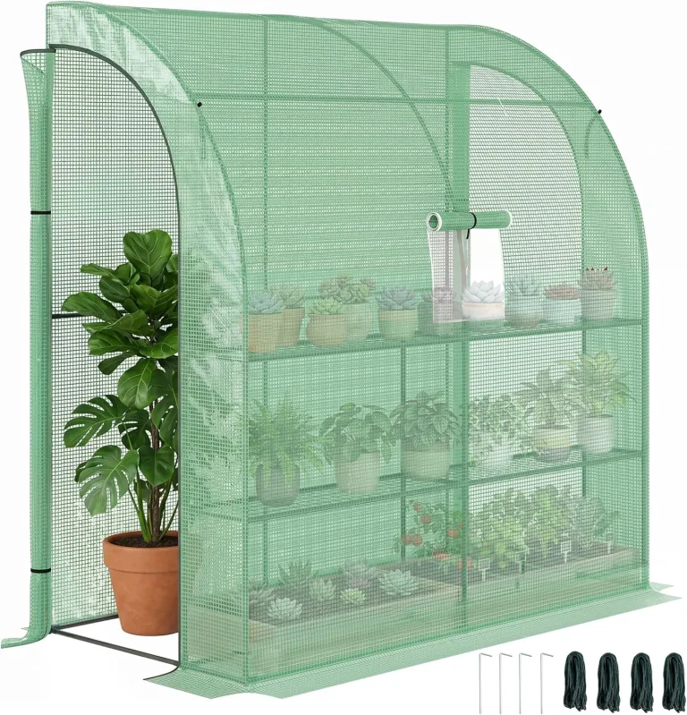 Outsunny Foliengewächshaus Tomatengewächshaus mit Mesh Fenster, Treibhaus mit aufrollbaren Türen, Anzuchthaus mit UV Schutz, Grün, 200 x 100 x 215 cm – Bild 1