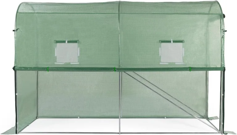 IDMarket - Hochklappbares Tomatengewächshaus 3m² grün 2 Fenster mit Moskitonetz und Reißverschlusstür – Bild 5