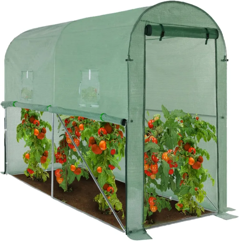 IDMarket - Hochklappbares Tomatengewächshaus 3m² grün 2 Fenster mit Moskitonetz und Reißverschlusstür – Bild 2
