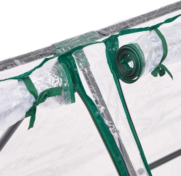 Relaxdays Folienfrühbeet, HxBxT: 90 x 180 x 90 cm, 2 Türen, Spitzdach, Frühbeet, Aufzucht, Gewächshaus, PVC, transparent – Bild 6