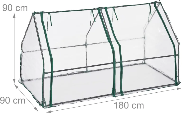Relaxdays Folienfrühbeet, HxBxT: 90 x 180 x 90 cm, 2 Türen, Spitzdach, Frühbeet, Aufzucht, Gewächshaus, PVC, transparent – Bild 4