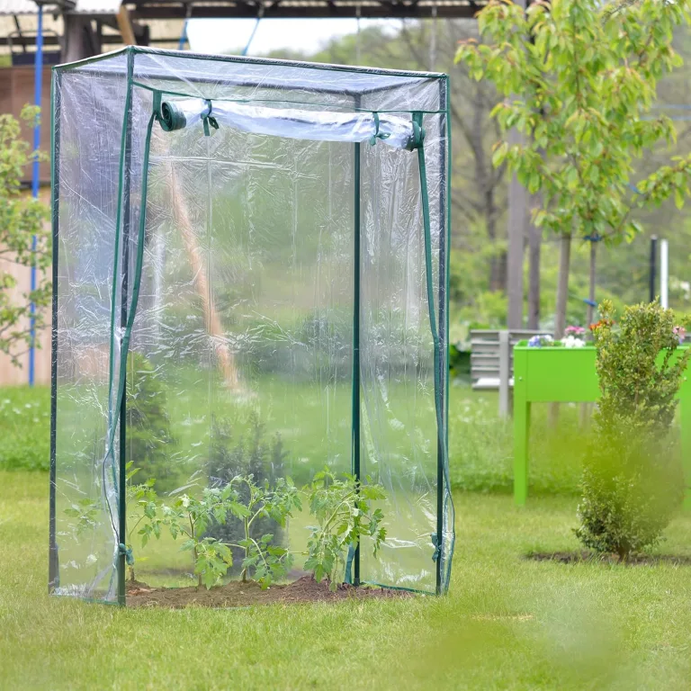 Relaxdays Tomatengewächshaus, Stahl & PVC-Folie, HBT: 150 x 100 x 50 cm, Foliengewächshaus Garten & Balkon, transparent – Bild 3
