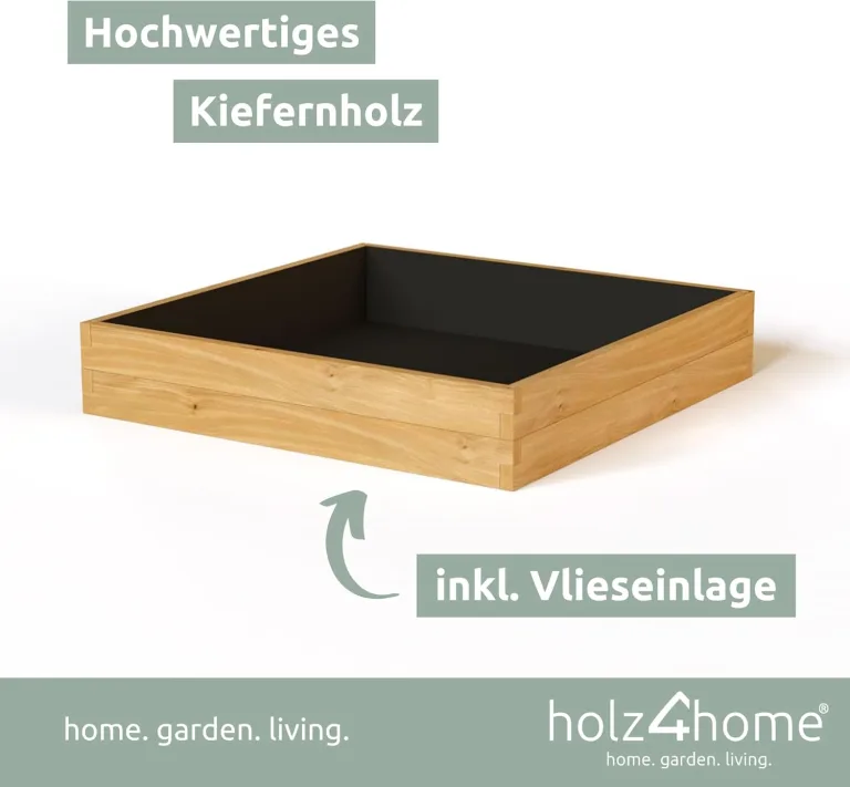 holz4home® Hochbeet aus Kieferholz I 110x110x24 cm I Beetrahmen Holz I Gartenbeet zum Anbau von Gemüse & Blumen I Blumenbeet Holz Gemüseanbau – Bild 2