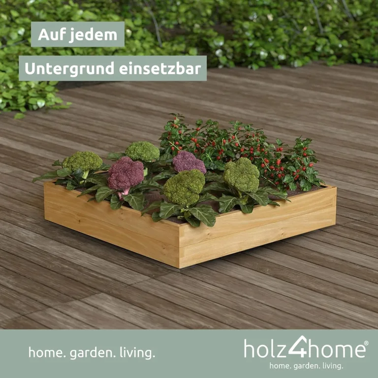 holz4home® Hochbeet aus Kieferholz I 110x110x24 cm I Beetrahmen Holz I Gartenbeet zum Anbau von Gemüse & Blumen I Blumenbeet Holz Gemüseanbau – Bild 4