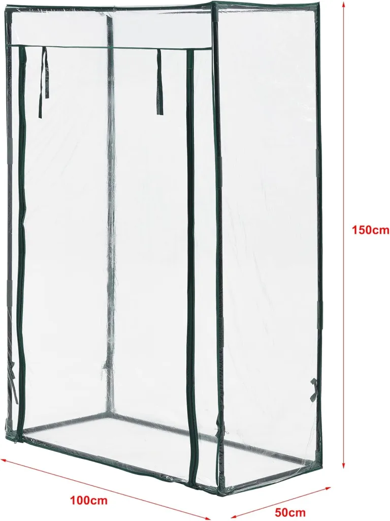 [en.casa] Tomatengewächshaus Terzigno Foliengewächshaus Garten 100 x 50 x 150 cm Tomatenhaus Balkon stabil und Winterfest PVC-Folie Transparent – Bild 4
