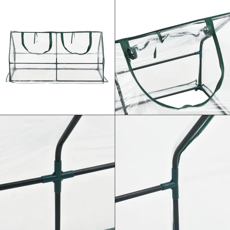Mini Gewächshaus Laubach 120x60x60cm Foliengewächshaus für draußen Treibhaus mit Reißverschluss und 2 Fenstern Transparent – Bild 6
