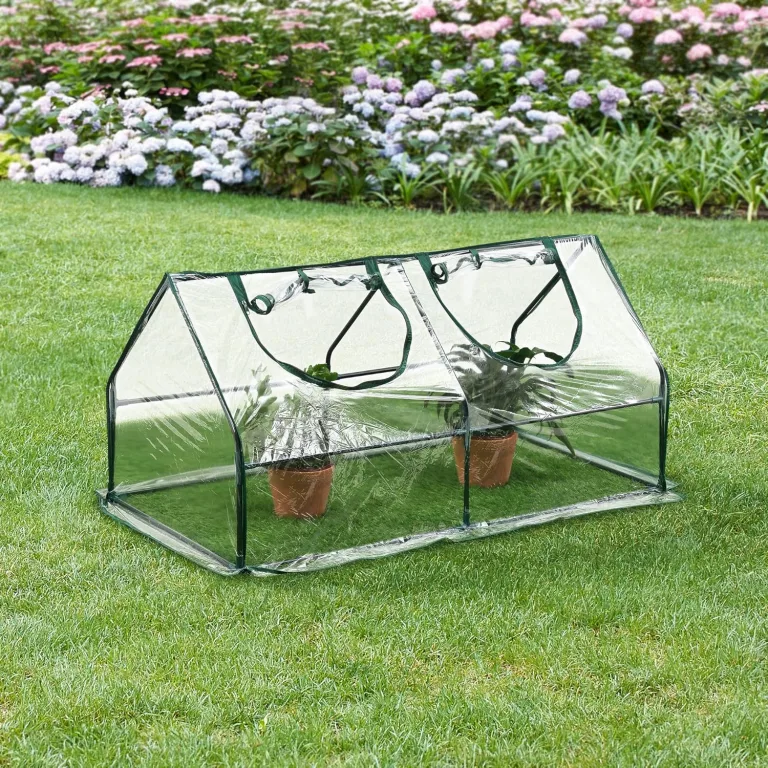 Mini Gewächshaus Laubach 120x60x60cm Foliengewächshaus für draußen Treibhaus mit Reißverschluss und 2 Fenstern Transparent – Bild 2