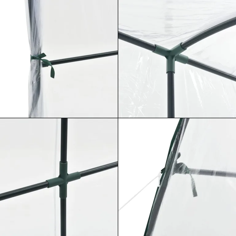 [en.casa] Gewächshaus Juta Tomatengewächshaus 100 x 200 x 215 cm Foliengewächshaus mit abgerundetem Dach Anlehngewächshaus Treibhaus mit aufrollbarer Tür Stahlrahmen Transparent – Bild 6