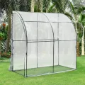 [en.casa] Gewächshaus Juta Tomatengewächshaus 100 x 200 x 215 cm Foliengewächshaus mit abgerundetem Dach Anlehngewächshaus Treibhaus mit aufrollbarer Tür Stahlrahmen Transparent - Thumbnail 2