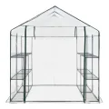[en.casa] Gewächshaus Grünau mit Ablagen 200 x 200 x 220 cm Foliengewächshaus mit aufrollbarer Tür Pflanzhaus Treibhaus Stahlrahmen Transparent - Thumbnail 5