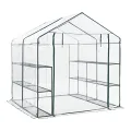 [en.casa] Gewächshaus Grünau mit Ablagen 200 x 200 x 220 cm Foliengewächshaus mit aufrollbarer Tür Pflanzhaus Treibhaus Stahlrahmen Transparent - Thumbnail 10