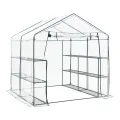 [en.casa] Gewächshaus Grünau mit Ablagen 200 x 200 x 220 cm Foliengewächshaus mit aufrollbarer Tür Pflanzhaus Treibhaus Stahlrahmen Transparent - Thumbnail 1