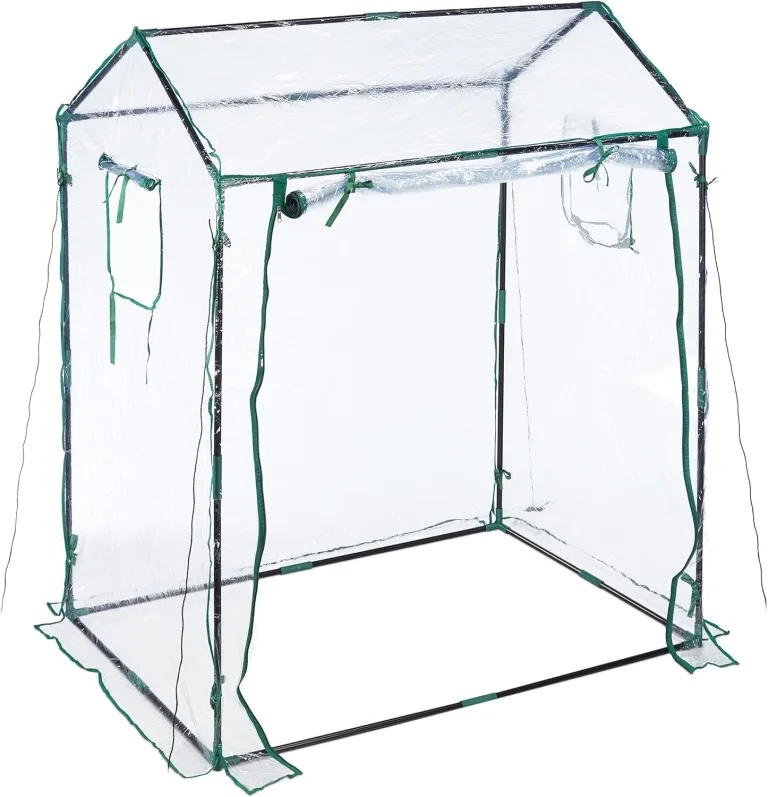 Relaxdays Foliengewächshaus, PVC-Folie, aufrollbare Tür & Fenster, HBT: 152x132x92 cm, Gewächshaus Tomaten, transparent – Bild 1