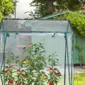 Relaxdays Foliengewächshaus, PVC-Folie, aufrollbare Tür & Fenster, HBT: 152x132x92 cm, Gewächshaus Tomaten, transparent - Thumbnail 5