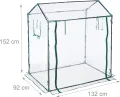 Relaxdays Foliengewächshaus, PVC-Folie, aufrollbare Tür & Fenster, HBT: 152x132x92 cm, Gewächshaus Tomaten, transparent - Thumbnail 4