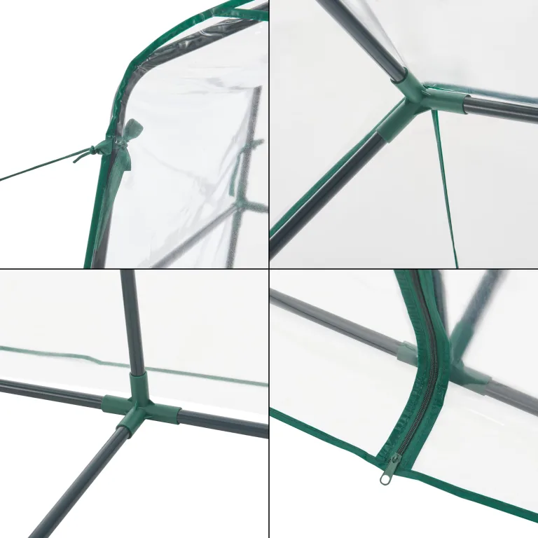 [en.casa] Gewächshaus Hoorn Tomatengewächshaus 140 x 73 x 195 cm Foliengewächshaus mit Ablagen Satteldach Treibhaus mit aufrollbarer Tür Stahlrahmen Transparent – Bild 7