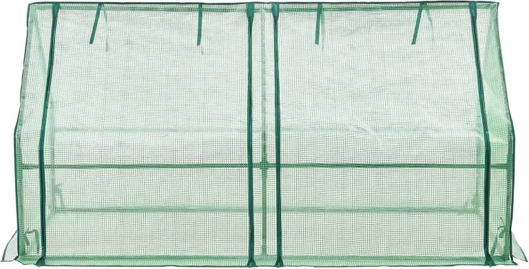 Mini Gewächshaus Nissewaard 180x90x90cm Foliengewächshaus für draußen Treibhaus mit Reißverschluss und 2 Fenstern Gitternetzfolie Grün – Bild 6