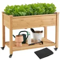 Yaheetech Hochbeet mit Rollen & Ablageboden, Pflanzkasten Pflanztrog Blumenkübel Kräuterbeet aus Holz, Pflanzbeet für Garten, Balkon & Terrasse, 87 x 47 x 83,5 cm - Thumbnail 10
