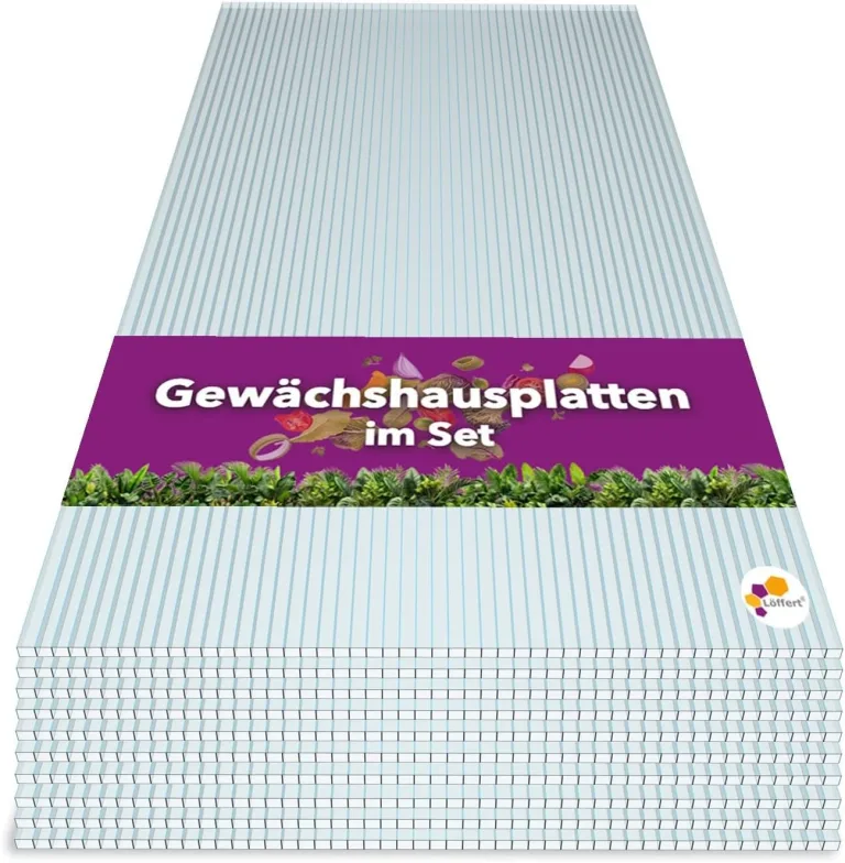 Löffert Gewächshausplatten | 4mm, 6mm, 8mm, 10mm | 5er & 10er Set | 121,0 x 60,5cm, 150 x 60,5cm, 140 x 70cm, 150 x 70cm | Transparent | Kunststoffrahmen | Löffert Kunststoffe GmbH – Bild 1