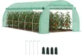 Outsunny Foliengewächshaus Polytunnel 6 x 3 x 2 m begehbares Gewächshaus mit aufrollbar Abdeckungen Folientunnel Treibhaus UV-Schutz Stahlrohr Grün - Thumbnail 1