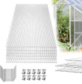 14er Polycarbonat Doppelstegplatte Hohlkammerstegplatten 605x1210x4mm Gesamtfläche 10,25 m² Stegplatte Gewächshausplatte inkl.50 Klammern & 50 Z-Clips - Thumbnail 1