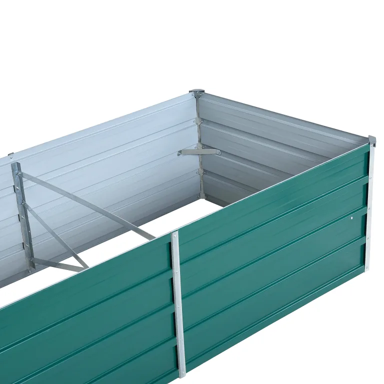 ESTEXO Hochbeet Metall Pflanzbeet Gemüsebeet Stahl Beet Pflanzkasten Blumenbeet Garten Verzinkt Gartenbeet RAL6005 (Moosgrün) 240x80x45 cm – Bild 9