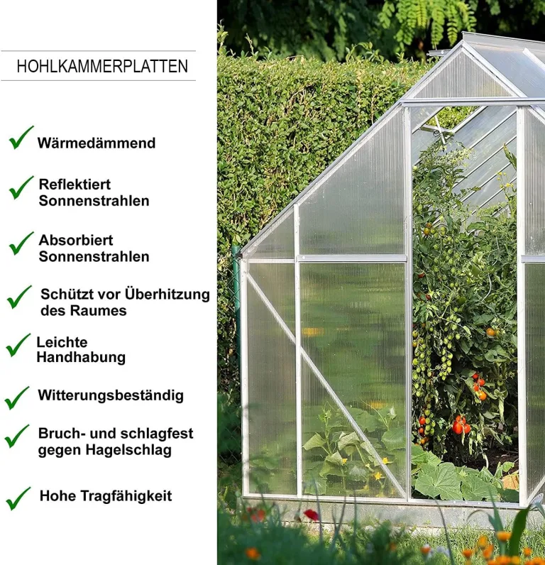 KARAT 10,25 m², Transparent 4 mm, Gewächshaus Stegplatten mit hoher Formbarkeit - 14 Stück - 60,5 x 121 cm - Hohlkammerplatten Doppelstegplatten aus Polycarbonat – Bild 7
