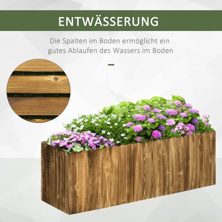 Outsunny Hochbeet Pflanzkasten Kräuterbeet Pflanzbeet Gemüse Blumenbeet Blumenkasten Tannenholz 120 x 40 x 40 cm – Bild 4