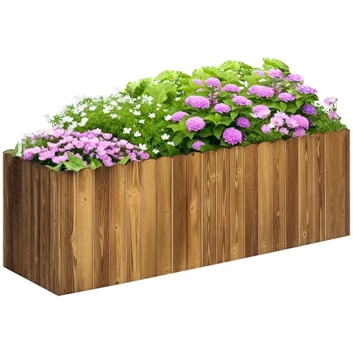 Outsunny Hochbeet Pflanzkasten Kräuterbeet Pflanzbeet Gemüse Blumenbeet Blumenkasten Tannenholz 120 x 40 x 40 cm – Bild 10