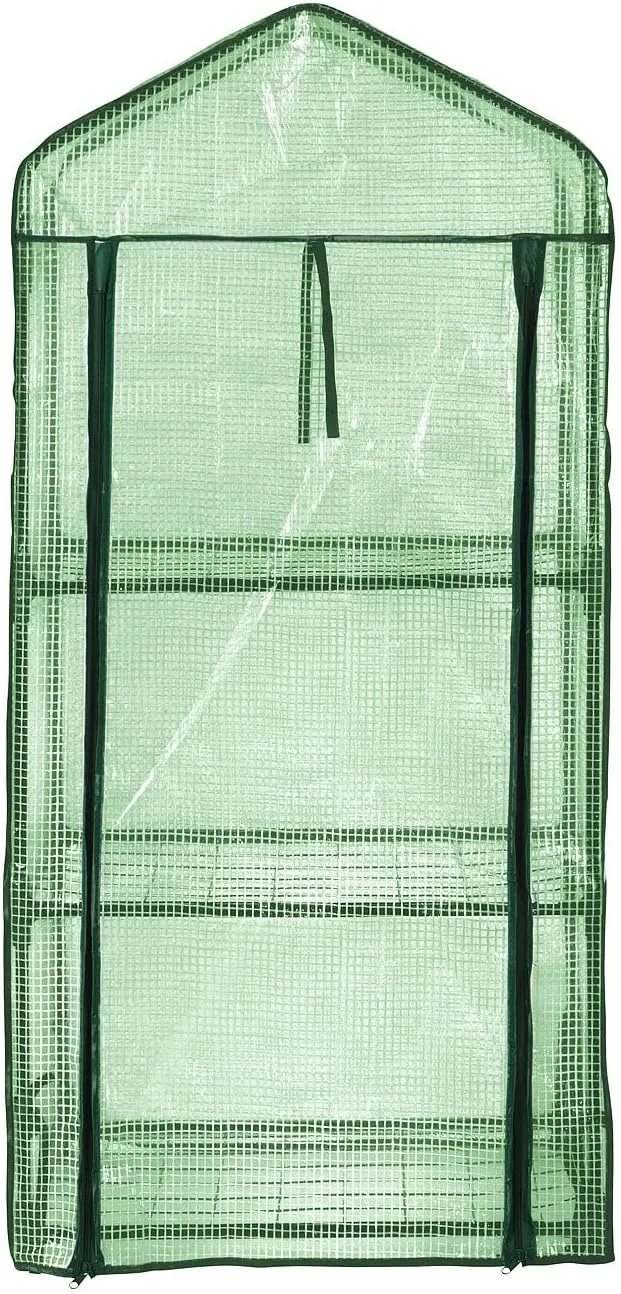 Royal Gardineer Gewächshaus Balkon: 2er-Set Folien-Gewächshäuser, 3 Etagen, Aufroll-Tür, 59x126x39cm, grün (Gartengewächshaus, Gewächszelt Tomaten, Insektenschutz) – Bild 5