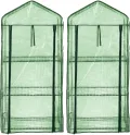 Royal Gardineer Gewächshaus Balkon: 2er-Set Folien-Gewächshäuser, 3 Etagen, Aufroll-Tür, 59x126x39cm, grün (Gartengewächshaus, Gewächszelt Tomaten, Insektenschutz) - Thumbnail 2