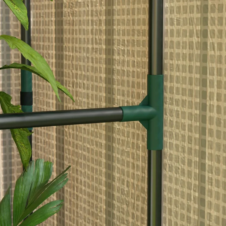 Outsunny Mini-Gewächshaus mit 4 Drahtregalen, tragbares Tomatengewächshaus, verbessertes Garten-Wachstumshaus für Pflanzen mit aufrollbarer Tür und Lüftungsschlitzen, 100 x 80 x 150 cm, Weiß – Bild 8
