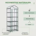 Outsunny Gewächshaus mit Rolltür, Regale, Winterfest Foliengewächshaus aus Stahl, Treibhaus für Balkon, Garten, Tomatenhaus 69 x 49 x 193 cm, Tomatengewächshaus für Tomaten, Blumen, Transparent - Thumbnail 3