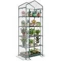 Outsunny Gewächshaus mit Rolltür, Regale, Winterfest Foliengewächshaus aus Stahl, Treibhaus für Balkon, Garten, Tomatenhaus 69 x 49 x 193 cm, Tomatengewächshaus für Tomaten, Blumen, Transparent - Thumbnail 1