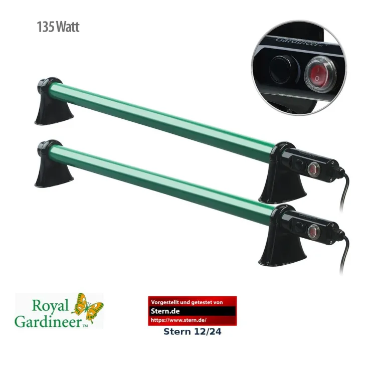 Royal Gardineer Heizstab: 2er-Set elektr. Stabheizung für Gewächshäuser, 135 Watt, 105 cm, IP44 (Heizstab Gewächshaus, Heizung für Pflanzen, Eis) – Bild 2