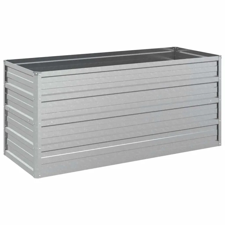 vidaXL Garten Hochbeet Pflanzkasten Pflanzbeet Gemüsebeet Blumenbeet Blumenkasten Frühbeet Gartenbeet Blumenkübel Pflanzkübel 100x40x45cm Verzinkter Stahl Silbern – Bild 1